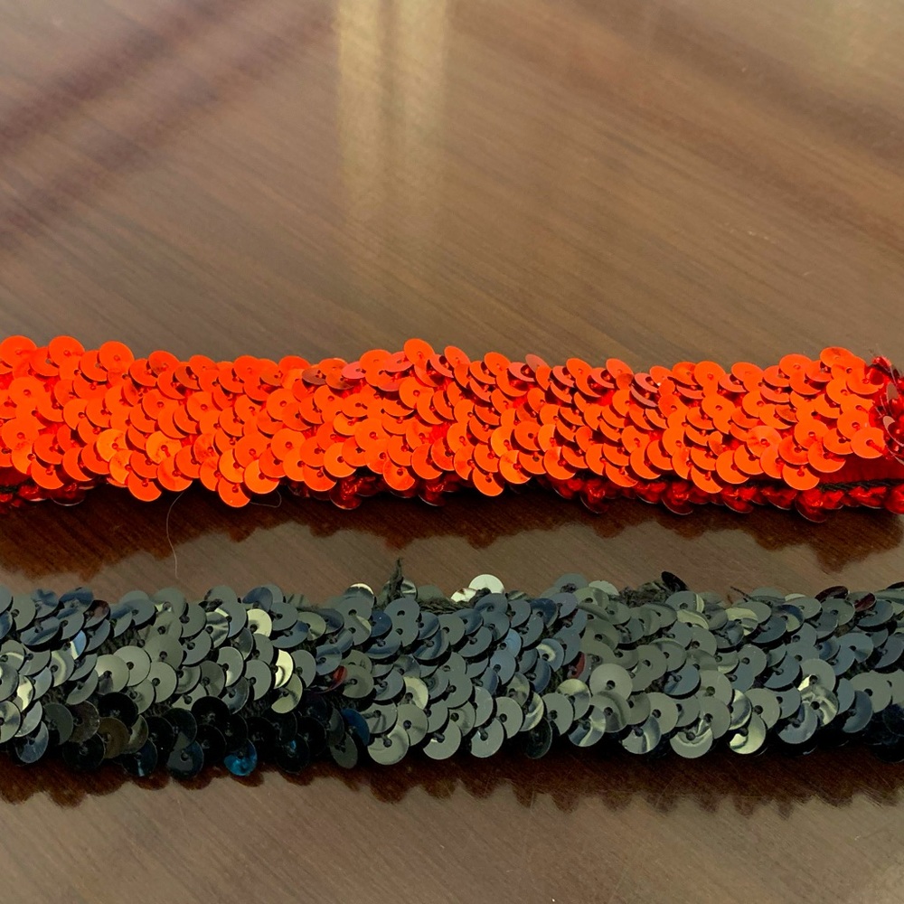 NEW set of 10. Red and Black Sequin Headbands